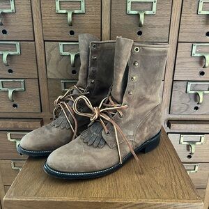 Brown Leather Justin Roper Boots Size 7.5